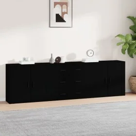 Aparadores 3 piezas madera contrachapada negro de vidaXL, Aparadores - Ref: Foro24-3185400, Precio: 260,95 €, Descuento: %