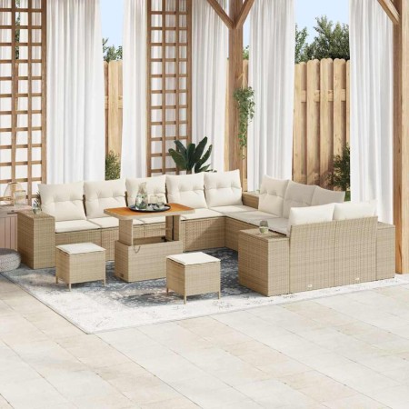 Conjunto de sofá de jardín 13 pcs Beige y Crema ratán sintético en Sofás de exterior | Comprar online en Foru.es