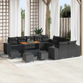 Conjunto de sofá de jardín 14 pcs Negro ratán sintético en Sofás de exterior | Comprar online en Foru.es