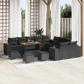 Conjunto de sofá de jardín 14 pcs Negro ratán sintético en Sofás de exterior | Comprar online en Foru.es