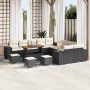 Conjunto de sofá de jardín 14 pcs Negro y crema ratán sintético en Sofás de exterior | Comprar online en Foru.es