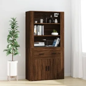 Aparador alto madera contrachapada marrón roble de vidaXL, Aparadores - Ref: Foro24-3185382, Precio: 135,29 €, Descuento: %