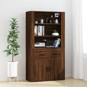 Aparador alto madera contrachapada marrón roble de vidaXL, Aparadores - Ref: Foro24-3185382, Precio: 139,66 €, Descuento: %