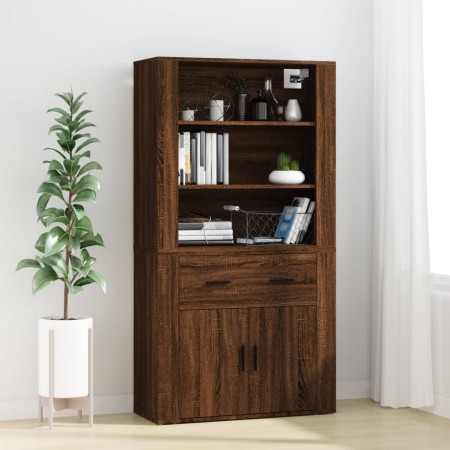 Aparador alto madera contrachapada marrón roble de vidaXL, Aparadores - Ref: Foro24-3185382, Precio: 139,66 €, Descuento: %