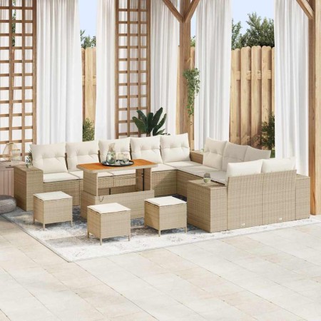 Conjunto de sofá de jardín 14 pcs Beige y Crema ratán sintético en Sofás de exterior | Comprar online en Foru.es