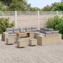 Conjunto de sofá de jardín con cojín 14 pcs Beige y Gris Claro en Sofás de exterior | Comprar online en Foru.es