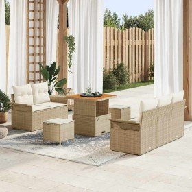 Conjunto de sofá de jardín con cojín 8 pcs Beige y Crema en Sofás de exterior | Comprar online en Foru.es
