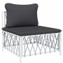 Juego de muebles de jardín 9 piezas con cojines acero blanco de vidaXL, Conjuntos de jardín - Ref: Foro24-3186914, Precio: 56...