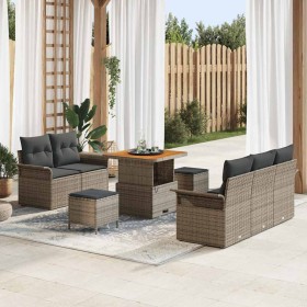 Conjunto de sofá de jardín con cojín con almohada 8 pcs Gris en Sofás de exterior | Comprar online en Foru.es