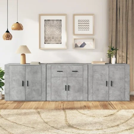 Aparadores 3 piezas madera contrachapada gris hormigón de vidaXL, Aparadores - Ref: Foro24-3185419, Precio: 257,08 €, Descuen...