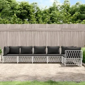 6-piece garden furniture set with cushions white steel by vidaXL, Garden sets - Ref: Foro24-3186876, Price: 408,11 €, Discoun...