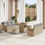 Conjunto de sofá de jardín con cojín 9 pcs Beige y Gris Claro en Sofás de exterior | Comprar online en Foru.es