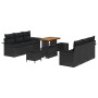 Conjunto de sofá de jardín con cojín con almohada 9 pcs Negro en Sofás de exterior | Comprar online en Foru.es