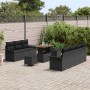 Conjunto de sofá de jardín con cojín con almohada 10 pcs Negro en Sofás de exterior | Comprar online en Foru.es