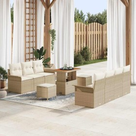 Conjunto de sofá de jardín con cojín 10 pcs Beige y Crema en Sofás de exterior | Comprar online en Foru.es