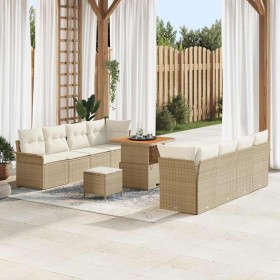 Conjunto de sofá de jardín con cojín 11 pcs Beige y Crema en Sofás de exterior | Comprar online en Foru.es