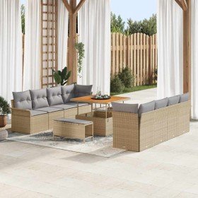 Conjunto de sofá de jardín con cojín 11 pcs Beige y Gris Claro en Sofás de exterior | Comprar online en Foru.es
