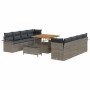 Conjunto de sofá de jardín con cojín con almohada 11 pcs Gris en Sofás de exterior | Comprar online en Foru.es