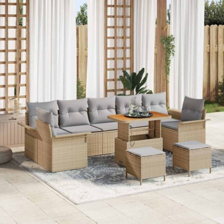 Conjunto de sofá de jardín con cojín 10 pcs Beige y Gris Claro en Sofás de exterior | Comprar online en Foru.es