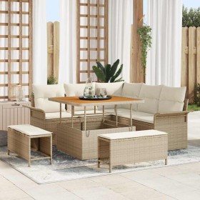 Conjunto de sofá de jardín con cojín 8 pcs Beige y Crema en Sofás de exterior | Comprar online en Foru.es