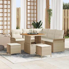 Conjunto de sofá de jardín con cojín 8 pcs Beige y Crema en Sofás de exterior | Comprar online en Foru.es
