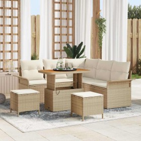 Conjunto de sofá de jardín con cojín 8 pcs Beige y Crema en Sofás de exterior | Comprar online en Foru.es