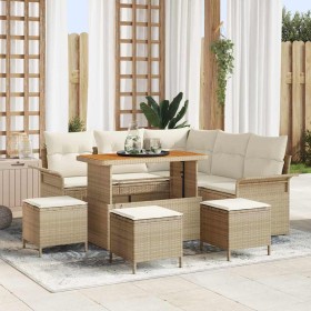 Conjunto de sofá de jardín con cojín 9 pcs Beige y Crema en Sofás de exterior | Comprar online en Foru.es