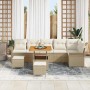 Conjunto de sofá de jardín con cojín 9 pcs Beige y Crema en Sofás de exterior | Comprar online en Foru.es