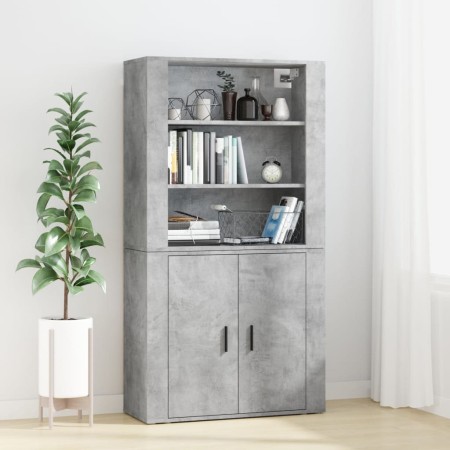 Aparador alto madera contrachapada gris hormigón de vidaXL, Aparadores - Ref: Foro24-3185363, Precio: 162,25 €, Descuento: %