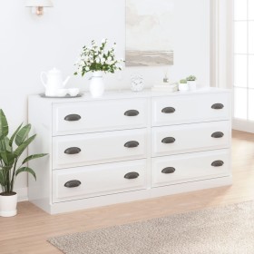 Aparadores 2 uds madera contrachapada blanco brillo de vidaXL, Aparadores - Ref: Foro24-3185241, Precio: 172,24 €, Descuento: %