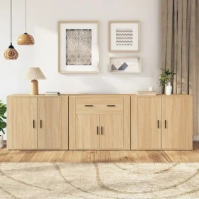 3-teilige Sideboards Sperrholz Sonoma Eiche Farbe von vidaXL, Sideboards - Ref: Foro24-3185418, Preis: 246,45 €, Rabatt: %