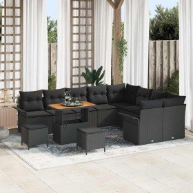 Conjunto de sofá de jardín con cojín con almohada 12 pcs Negro en Sofás de exterior | Comprar online en Foru.es