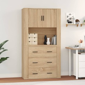 Aparador alto madera contrachapada color roble de vidaXL, Aparadores - Ref: Foro24-3185386, Precio: 180,35 €, Descuento: %