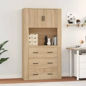 Aparador alto madera contrachapada color roble de vidaXL, Aparadores - Ref: Foro24-3185386, Precio: 184,03 €, Descuento: %