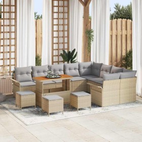 Conjunto de sofá de jardín con cojín 13 pcs Beige y Gris Claro en Sofás de exterior | Comprar online en Foru.es