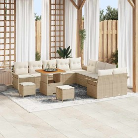 Conjunto de sofá de jardín con cojín 13 pcs Beige y Crema en Sofás de exterior | Comprar online en Foru.es