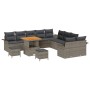 Conjunto de sofá de jardín con cojín con almohada 13 pcs Gris en Sofás de exterior | Comprar online en Foru.es