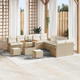 Conjunto de sofá de jardín con cojín 13 pcs Beige y Crema en Sofás de exterior | Comprar online en Foru.es