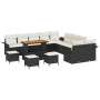 Conjunto de sofá de jardín con cojín 14 pcs Negro y crema en Sofás de exterior | Comprar online en Foru.es