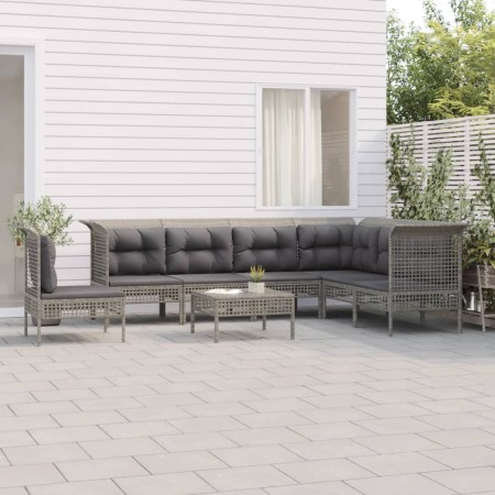Set de muebles de jardín 8 pzas y cojines ratán sintético gris de vidaXL, Conjuntos de jardín - Ref: Foro24-3187529, Precio: ...