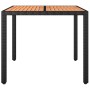 Mesa de jardín ratán PE negro y superficie madera maciza acacia de vidaXL, Mesas de jardín - Ref: Foro24-319548, Precio: 119,...