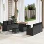 Conjunto de sofá de jardín con cojín con almohada 9 pcs Negro en Sofás de exterior | Comprar online en Foru.es