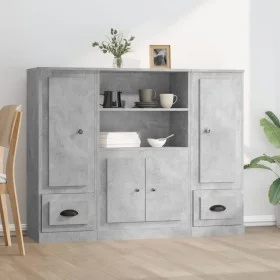 Hohes Sideboard 3 Stück Sperrholz grauer Beton von vidaXL, Sideboards - Ref: Foro24-3185315, Preis: 193,13 €, Rabatt: %