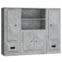 Aparador alto 3 piezas madera contrachapada gris hormigón de vidaXL, Aparadores - Ref: Foro24-3185315, Precio: 193,13 €, Desc...