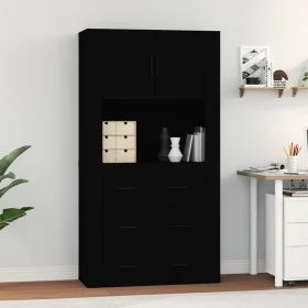 Aparador alto madera contrachapada negro de vidaXL, Aparadores - Ref: Foro24-3185384, Precio: 178,62 €, Descuento: %