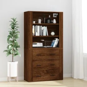 Aparador alto madera contrachapada marrón roble de vidaXL, Aparadores - Ref: Foro24-3185398, Precio: 146,18 €, Descuento: %
