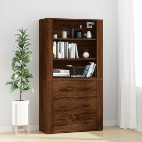 Aparador alto madera contrachapada marrón roble de vidaXL, Aparadores - Ref: Foro24-3185398, Precio: 151,10 €, Descuento: %
