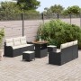 Conjunto de sofá de jardín con cojín 9 pcs Negro y crema en Sofás de exterior | Comprar online en Foru.es