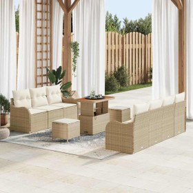 Conjunto de sofá de jardín con cojín 10 pcs Beige y Crema en Sofás de exterior | Comprar online en Foru.es