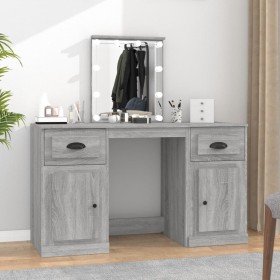 Tocador con LED color gris Sonoma 130x50x132,5 cm de vidaXL, Tocadores para dormitorios - Ref: Foro24-3185349, Precio: 169,61...